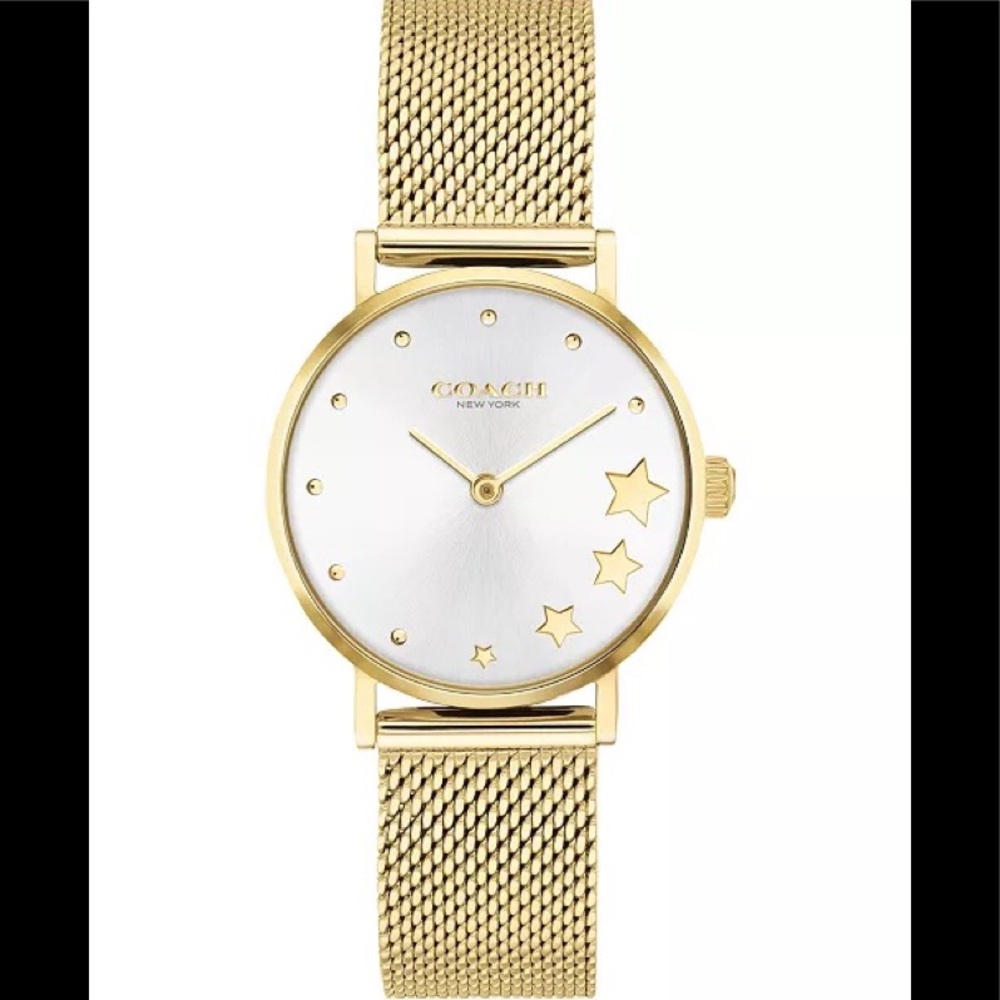 Coach New In Box Womens 28mm Water Resistant Gold Tone Watch w/ Clasp Closure - Picture 2 of 3